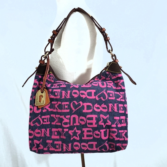 Dooney & Bourke Handbags - Rare Dooney & Bourke Pink & Denim Erica Hobo Bag